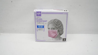 Medline NON27382FR Surgical Fluid-Resistant Face Mask w/Ties Level 2 - Box of 50